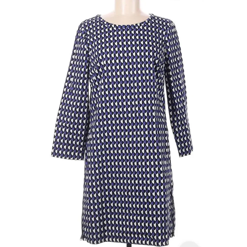 J. Crew Sz 8 Cotton Shift Purple Black w/ Zipper Detail Whimsigoth Dark Romantic